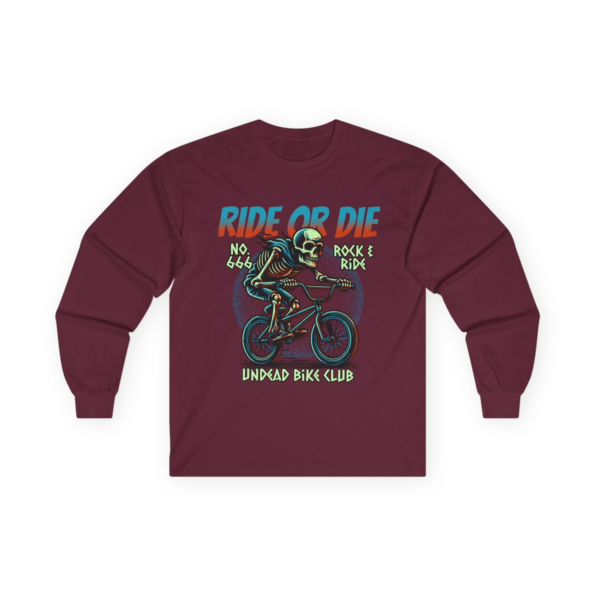 Ride Or Die - Unisex Cotton Long Sleeve Tee (Front) - Damned Threads